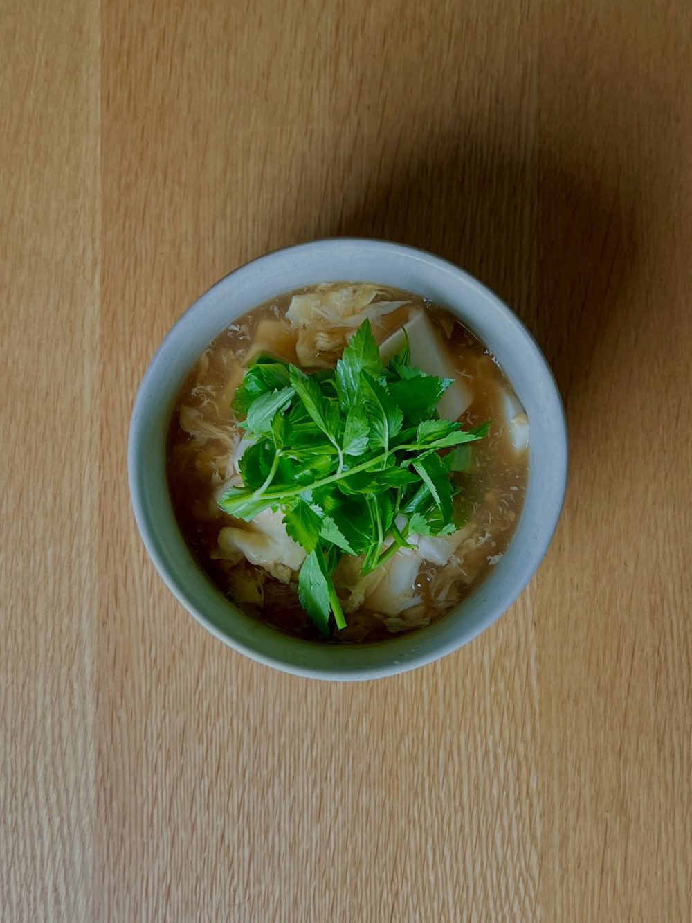 Tofu Egg Soup with Minari