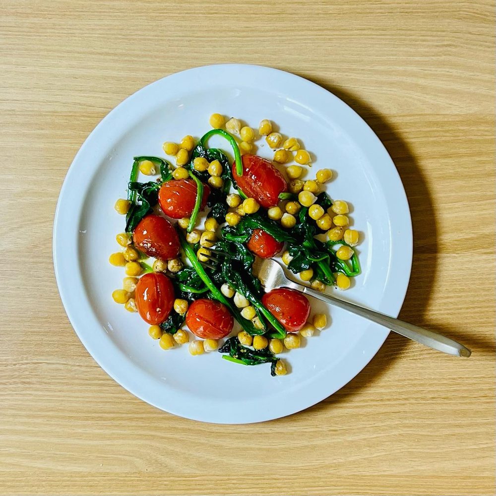 토마토시금치병아리콩샐러드 모닝루틴 덮밥